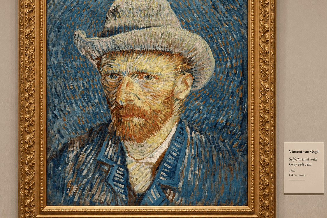 Vincent van Gogh self-portrait with grey felt hat